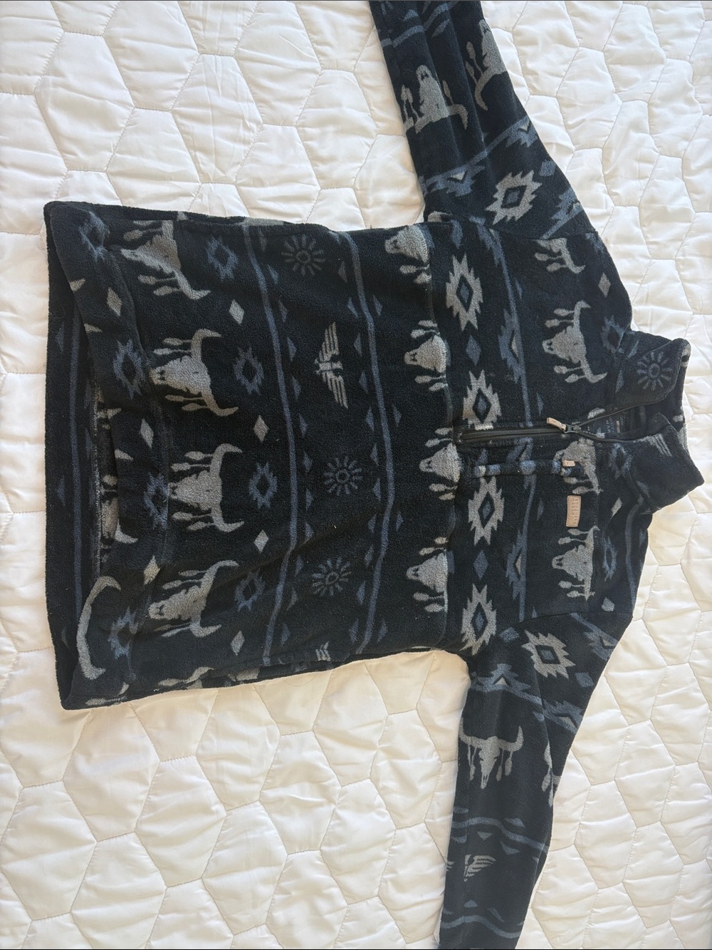 Southern Marsh Black & Gray Patterned Puffer Pullover